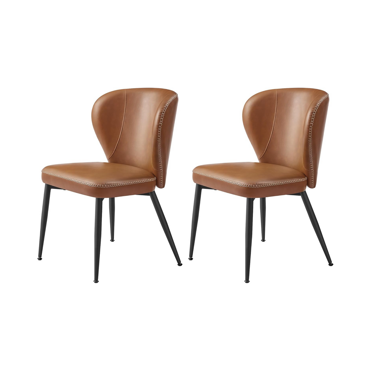 Mid-Century Faux Leather Dining Chairs (set of 2)