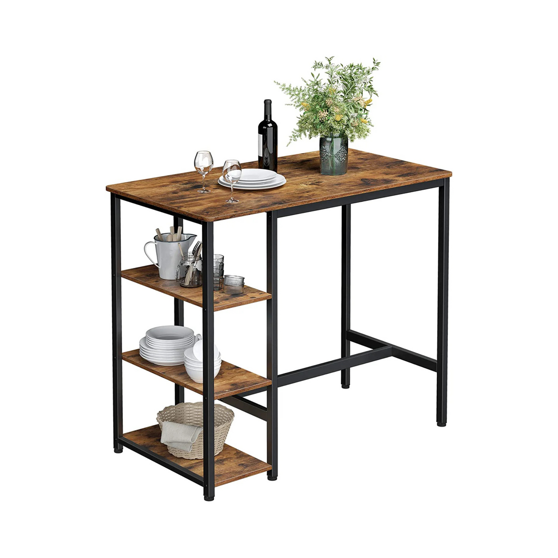 Rectangular Bar Table with 3 Shelves