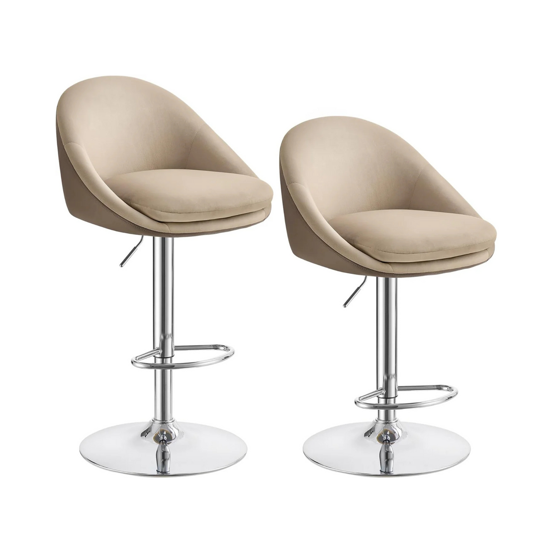 Set of 2 Adjustable Bar Stools - Camel Brown