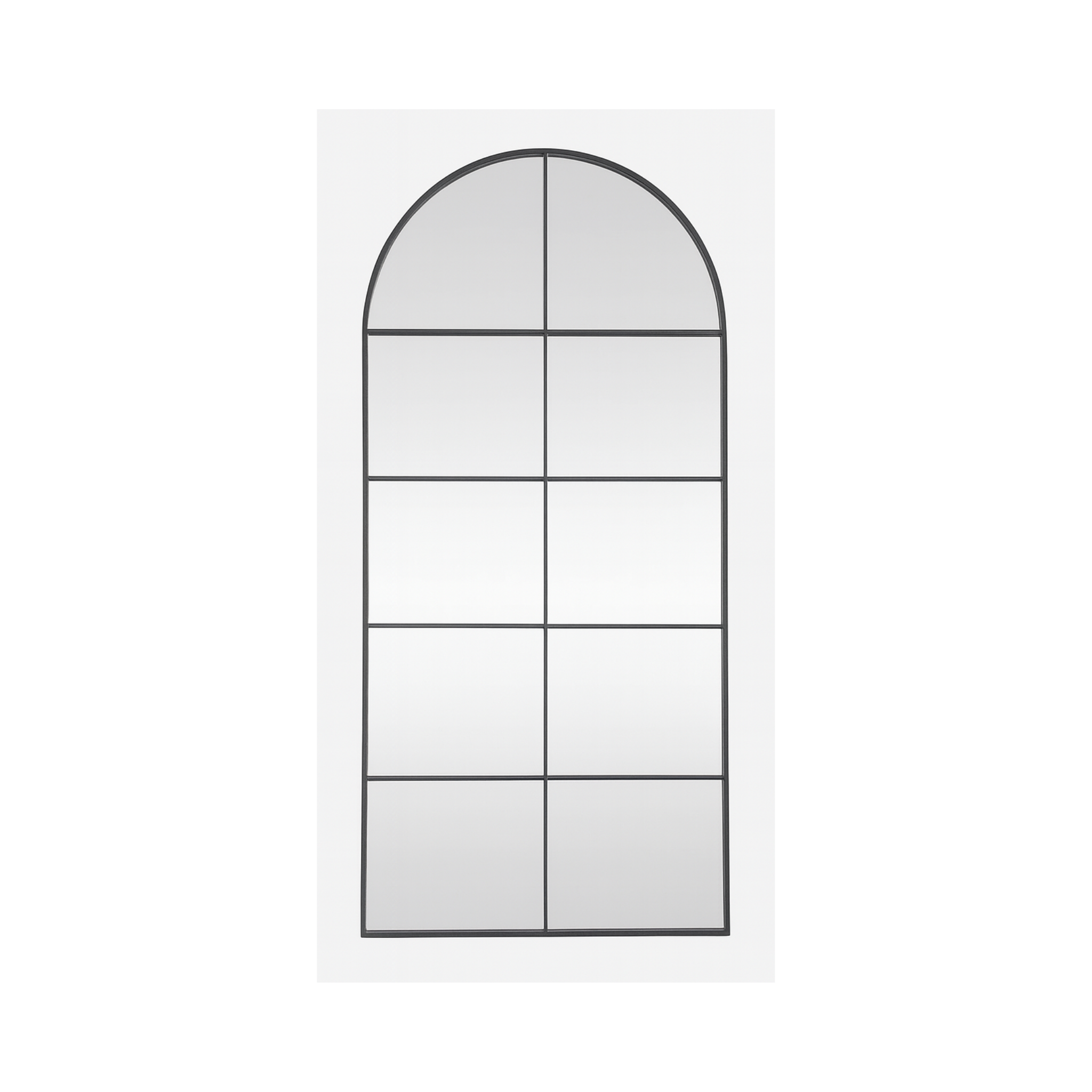 Arched Grid Mirror – Black Metal Frame (180x80cm)