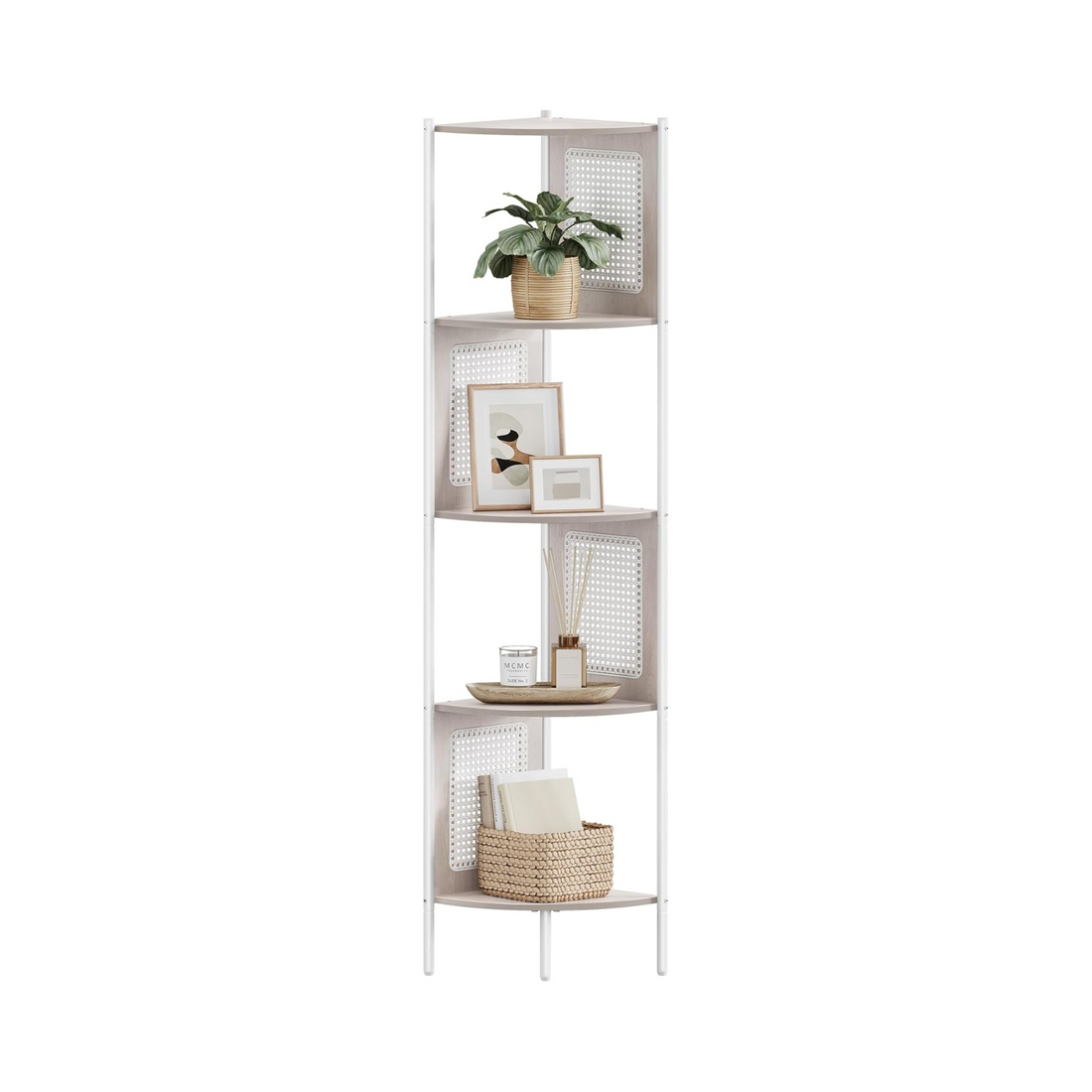 5-Tier Corner Shelf with Polyrattan Sides