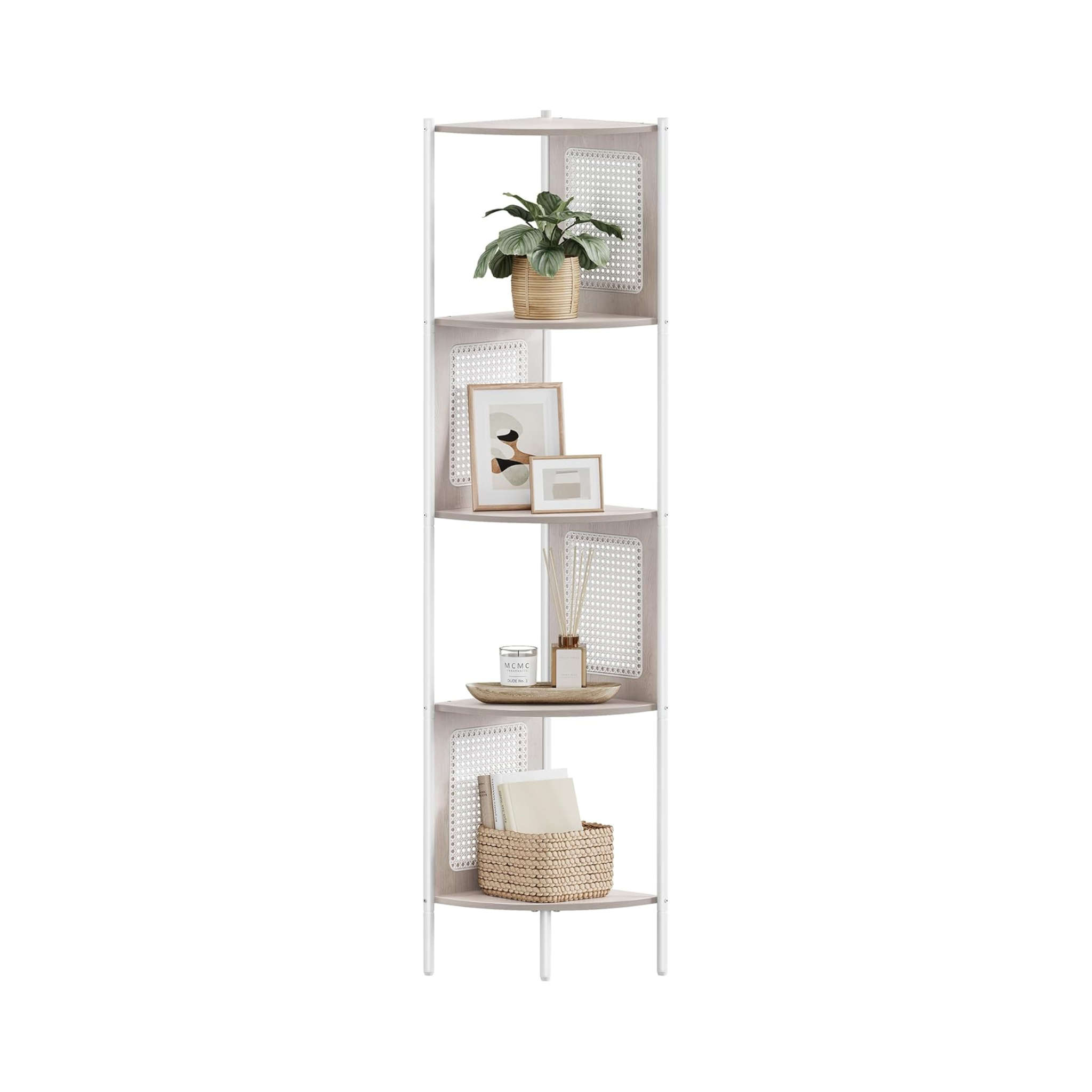 5-Tier Corner Shelf with Polyrattan Sides