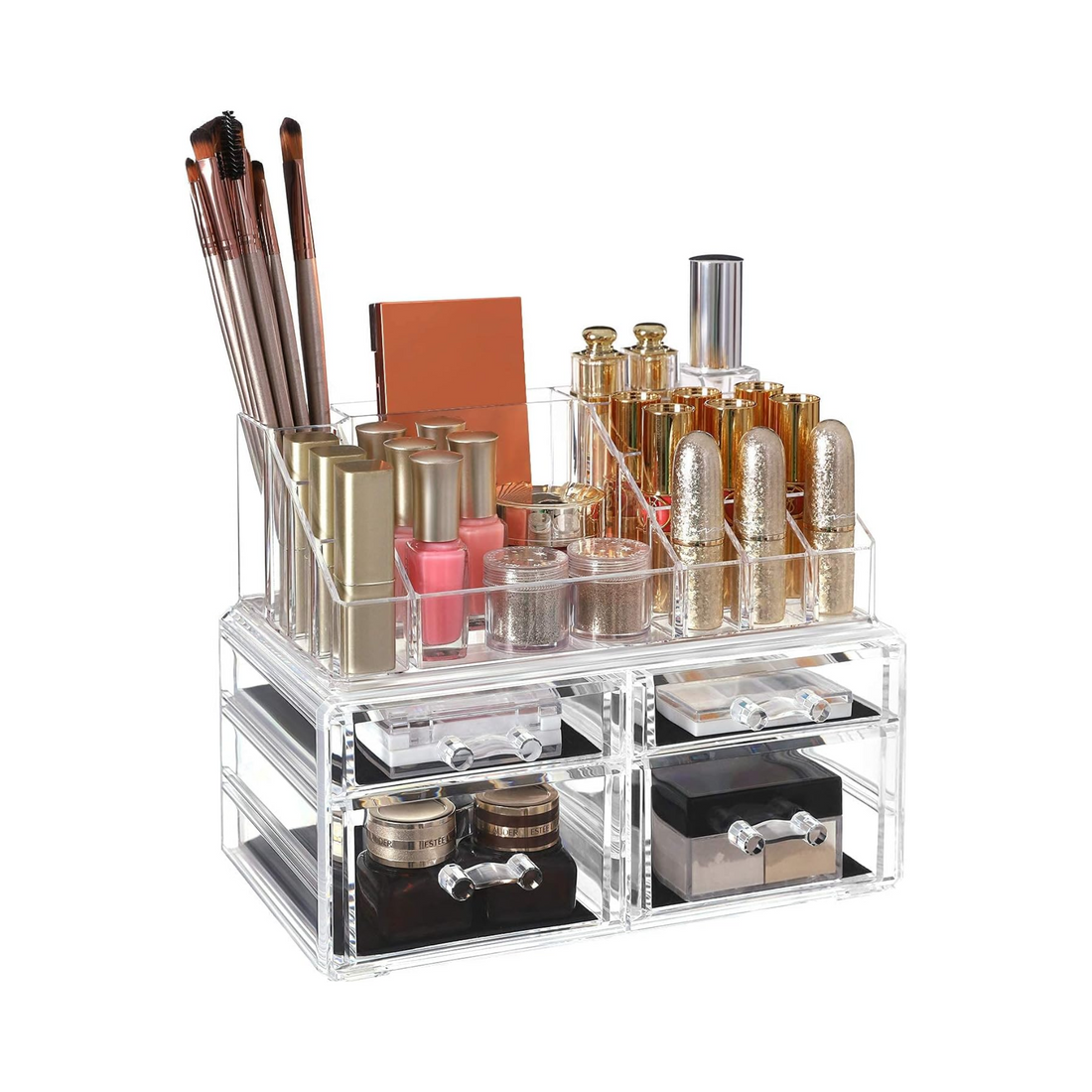 2-Piece Acrylic Makeup & Jewellery Organizer