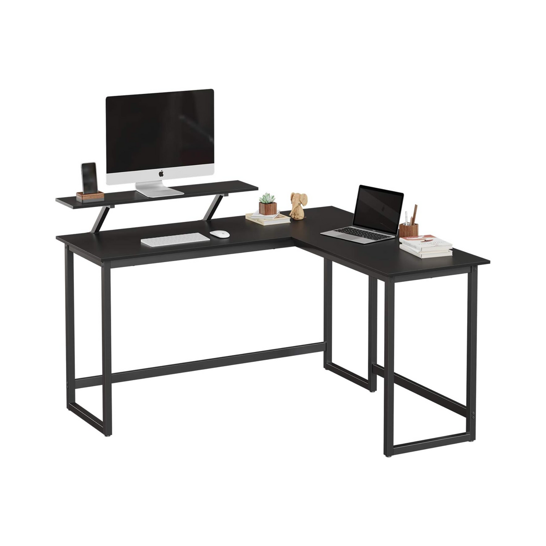 L-Shaped Desk with Screen Stand
