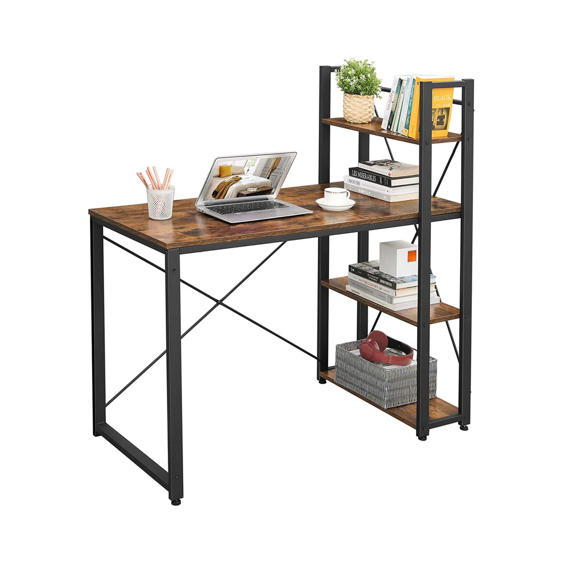 Writing Desk with Reversible Storage Shelves