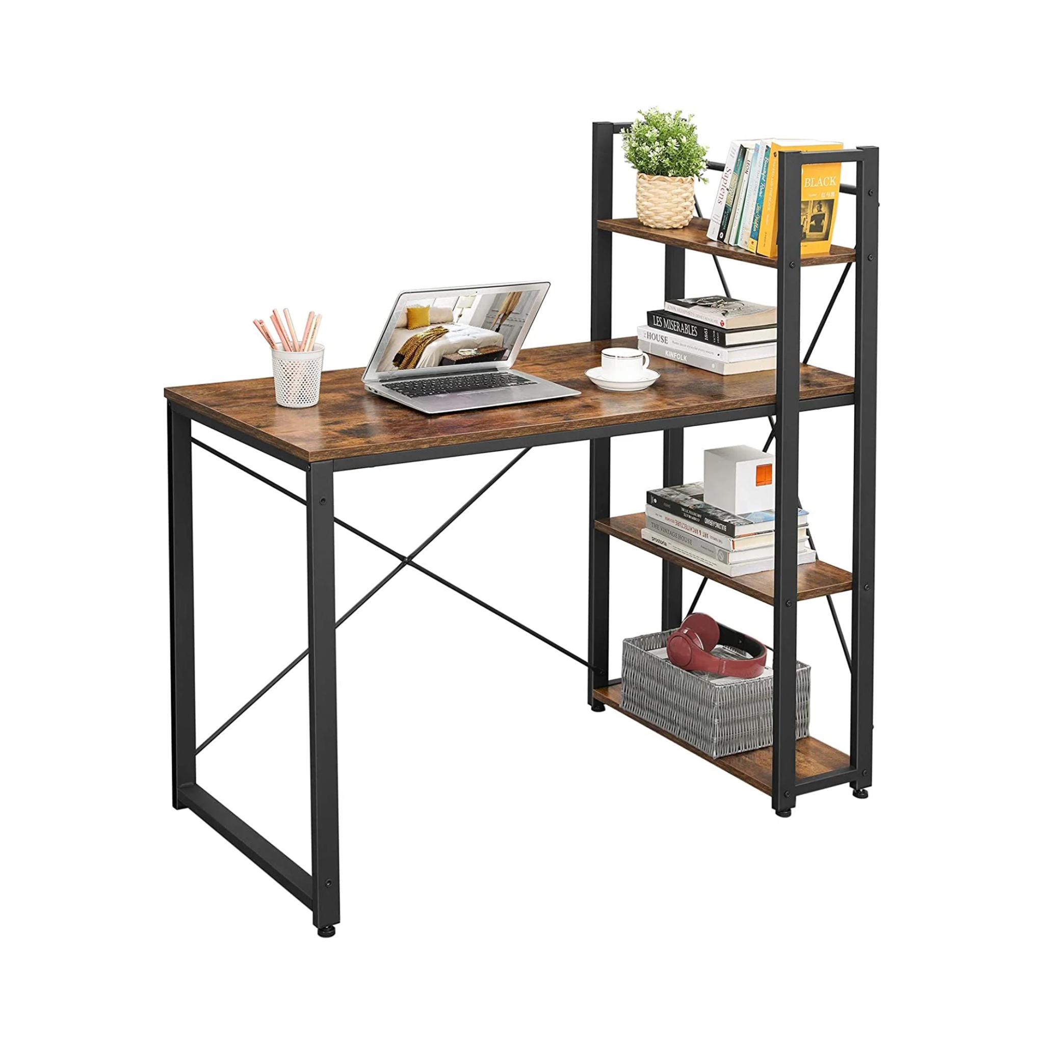 Writing Desk with Reversible Storage Shelves