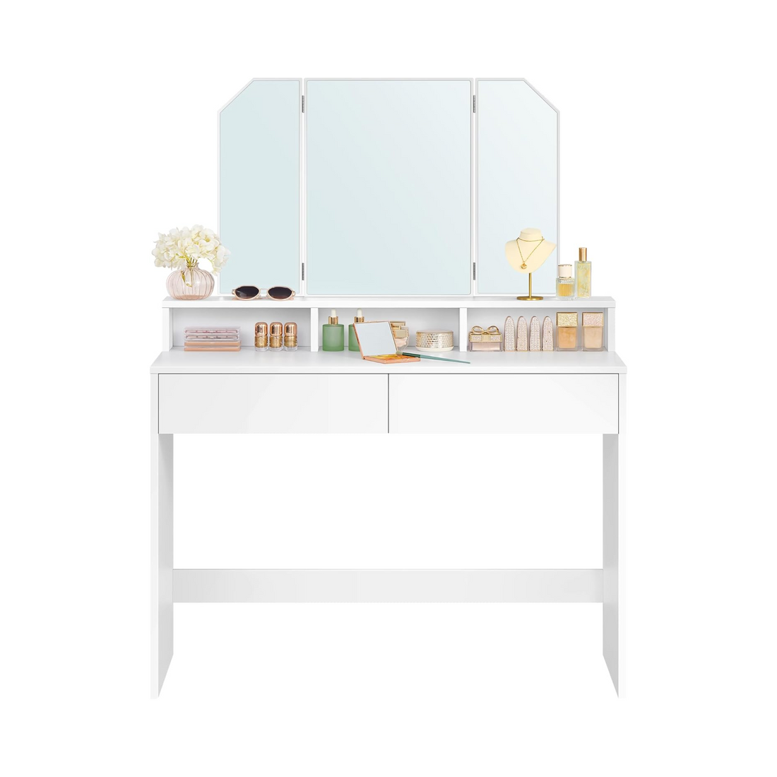 Vanity Table with Folding Mirror & Storage