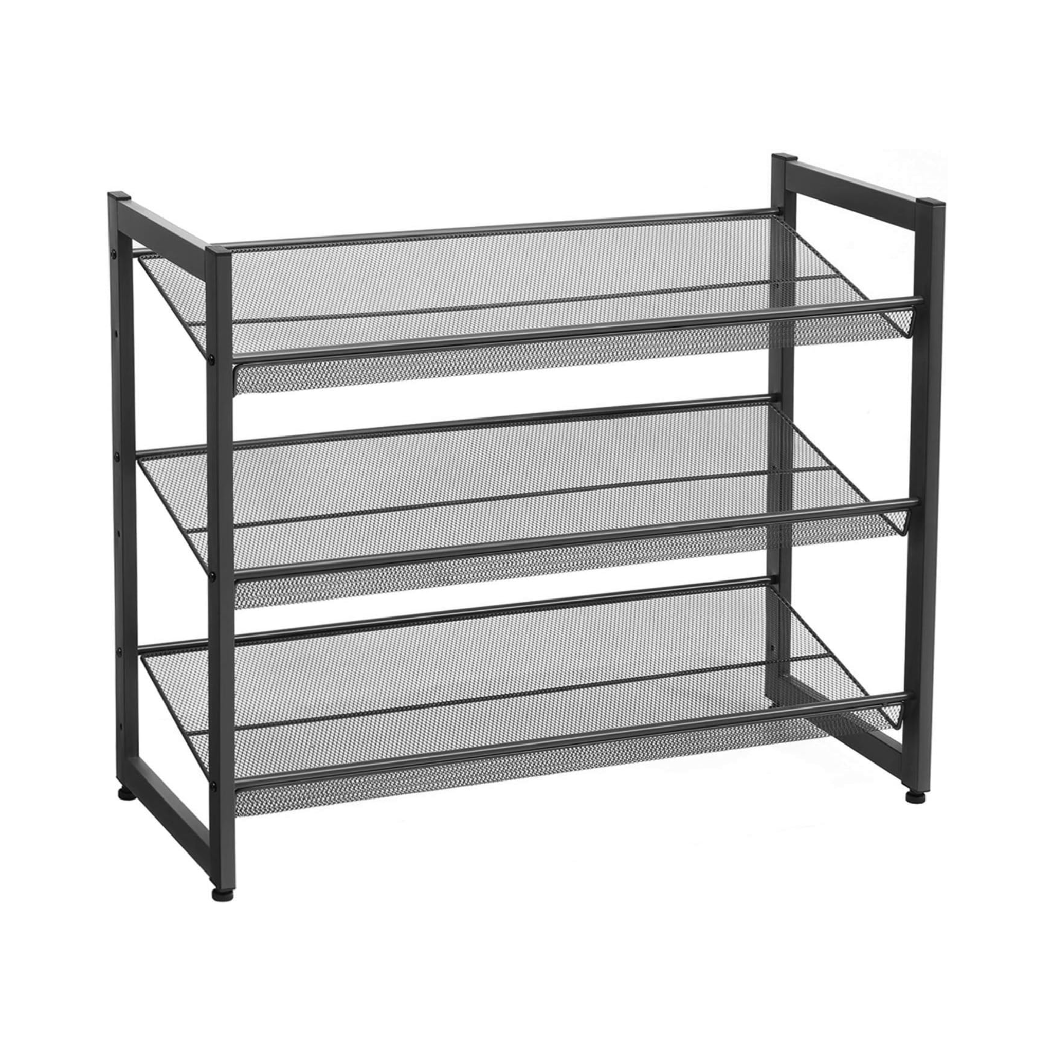 3-Tier Stackable Metal Shoe Rack - Adjustable Shelves