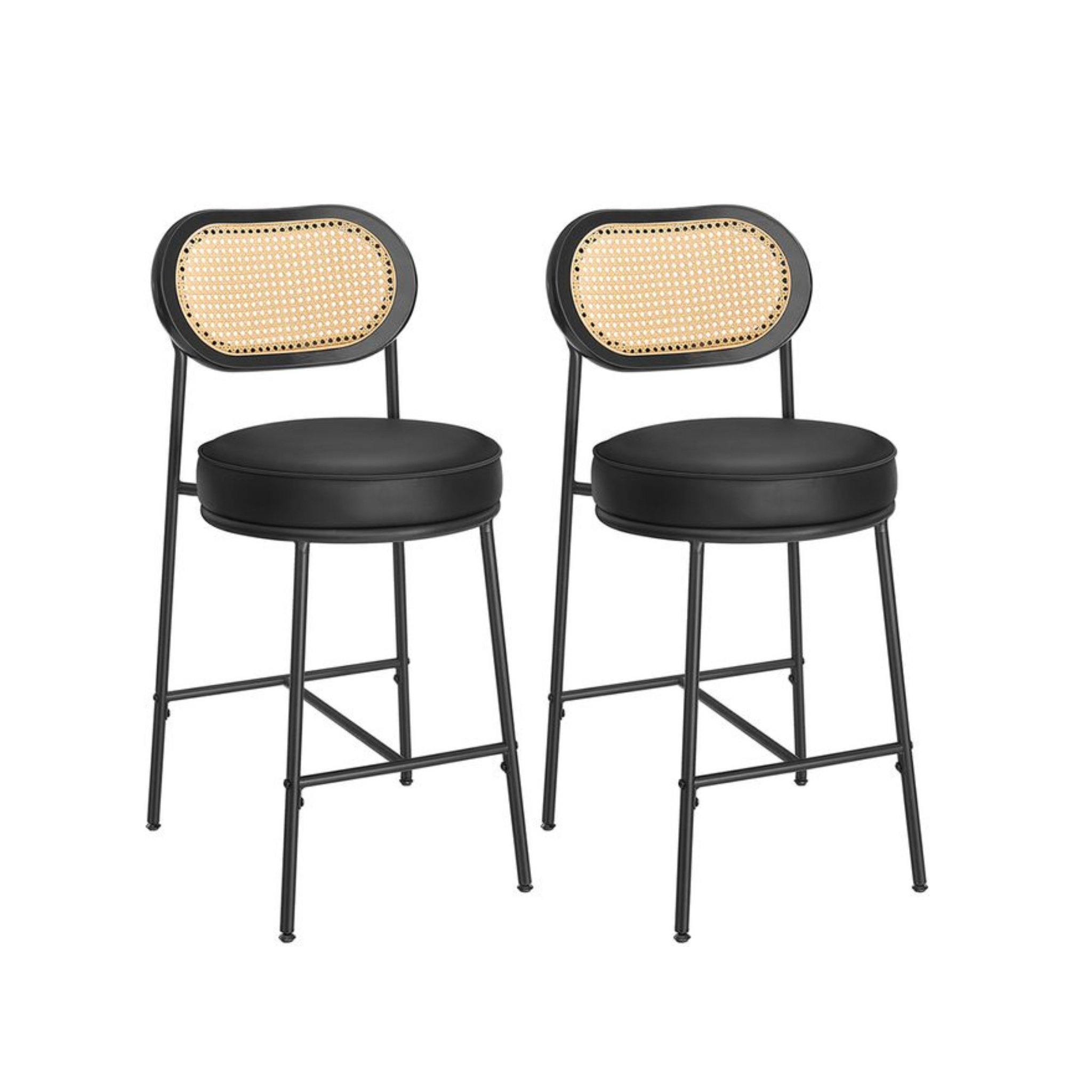 High Bar Stools with Curved Backrest (Set of 2)