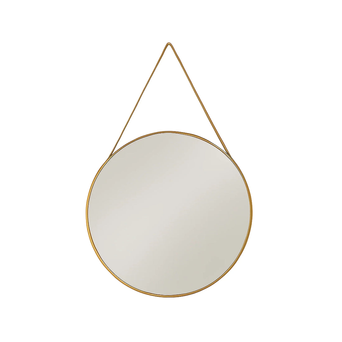 Round Gold Wall Mirror with Hanging Strap