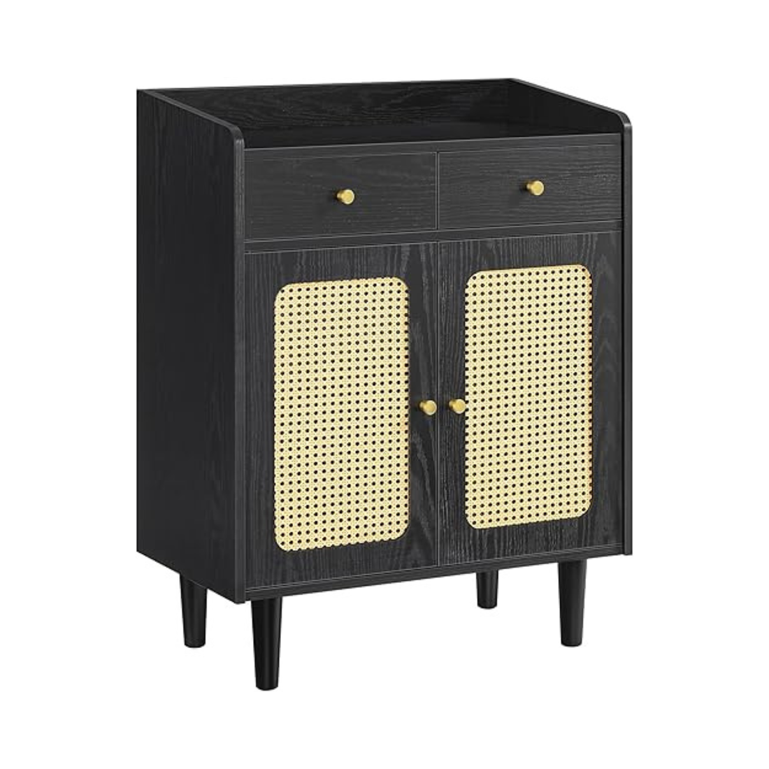 Boho Sideboard Cabinet with Rattan-Style Doors