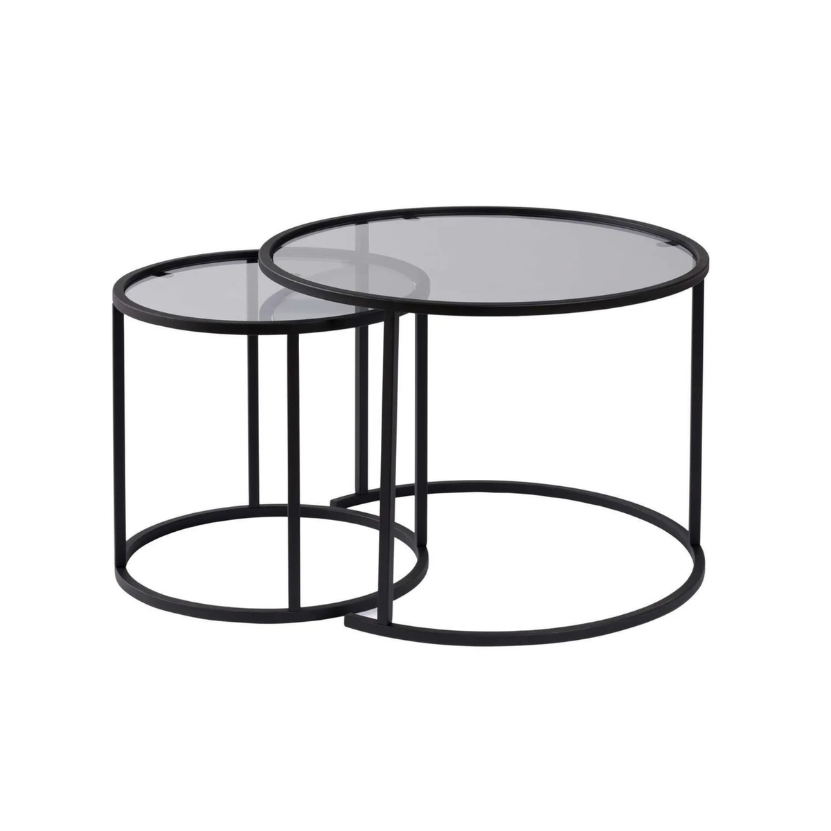 Set of 2 Round Coffee Tables in Black