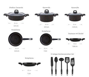 Karaca Biogranit Blackgold Induction Pot Set – 15 Piece - Karrari