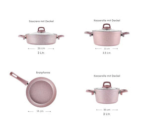 Karaca Biogranit Rosegold Induction Cookware Set – 7 Piece - Karrari