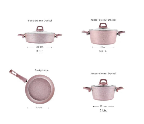 Karaca Biogranit Rosegold Induction Cookware Set – 7 Piece - Karrari