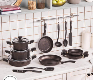 Karaca Biogranit Blackgold Induction Pot Set – 15 Piece - Karrari