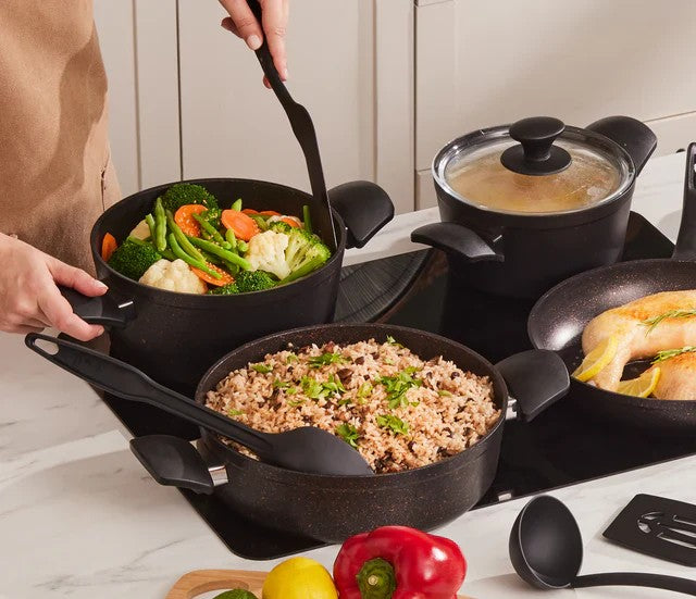 Karaca Biogranit Blackgold Induction Pot Set – 15 Piece - Karrari