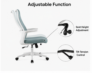 Ergonomic Office Chair – Light Blue Mesh Chair with White Base - Karrari