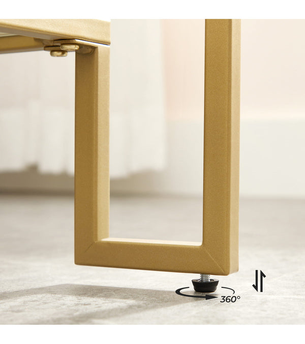 Gold Glass Side Table with 2-Tier Shelf