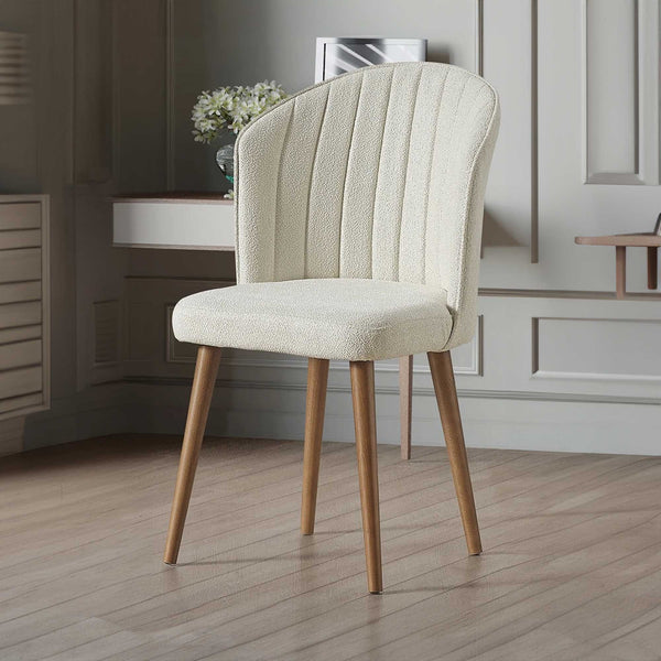Velvet Cream Walnut Chair (set of 2) - Karrari