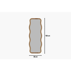 Full-Length Wavy Accent Mirror | Natural Wood Frame - Karrari