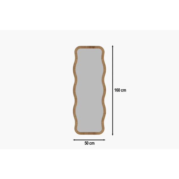 Full-Length Wavy Accent Mirror | Natural Wood Frame - Karrari