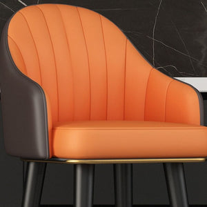 Upholstered Bar Stools – Orange Faux Leather with Black & Gold Legs (Set of 2) - Karrari