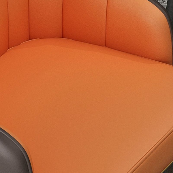 Upholstered Bar Stools – Orange Faux Leather with Black & Gold Legs (Set of 2) - Karrari