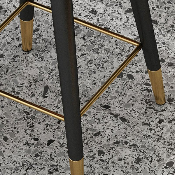 Upholstered Bar Stools – Orange Faux Leather with Black & Gold Legs (Set of 2) - Karrari