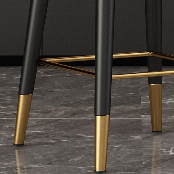 Upholstered Bar Stools – Orange Faux Leather with Black & Gold Legs (Set of 2) - Karrari