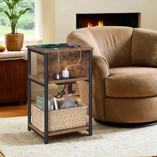 Narrow Side Table with 2 USB Ports