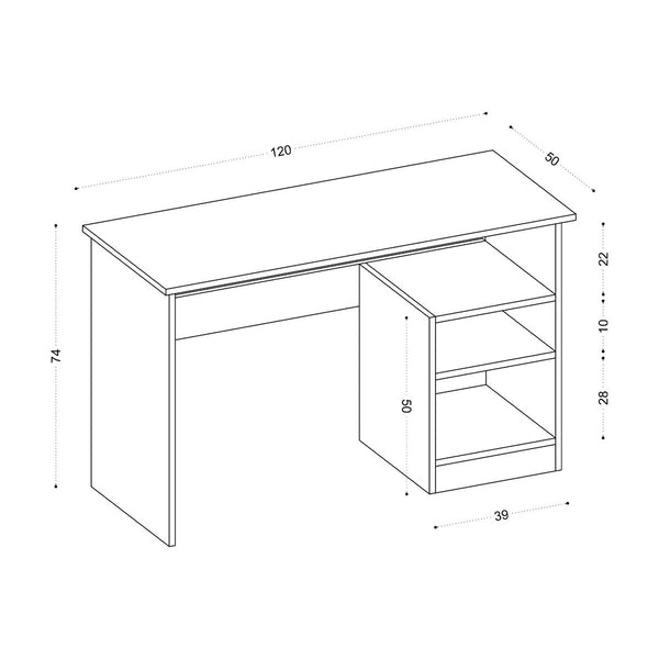 Alpine Modern Study Desk – Crisp White with Integrated Triple Shelving - Karrari