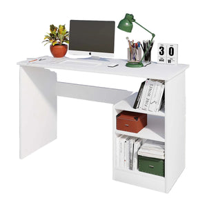 Alpine Modern Study Desk – Crisp White with Integrated Triple Shelving - Karrari