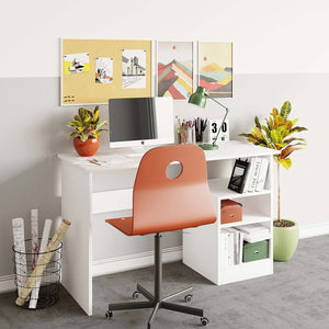 Alpine Modern Study Desk – Crisp White with Integrated Triple Shelving - Karrari