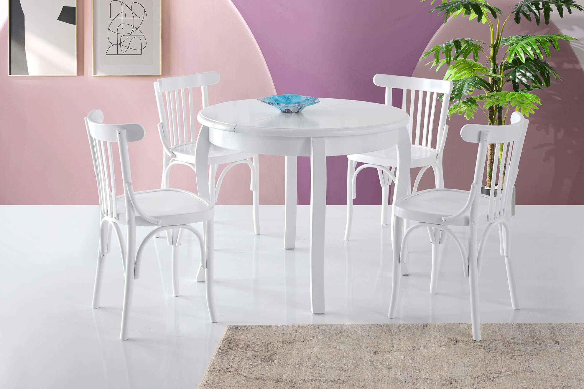 Begonya - Extendable round dining table - White