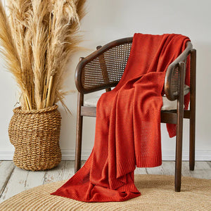 Karaca Home Double-Sided Stitch Throw – Terra Cotta, Oeko-Tex Certified Comfort - Karrari