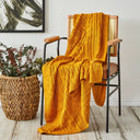 Karaca Home Cable Knit Throw – Ochre, Oeko-Tex Certified Cozy Elegance - Karrari