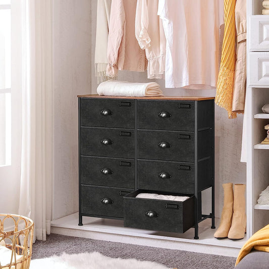 Fabric Chest of Drawers, Wide Console 8 Drawers Clothes Storage Unit