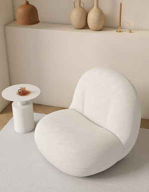 Luna Sculptural Bouclé Lounge Chair with Brushed Gold Swivel Base - Karrari