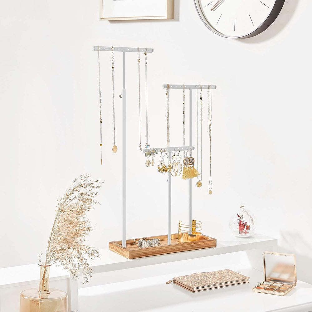 2-in-1 Jewellery Display Stand - Adjustable T-Bars & Tray - Karrari
