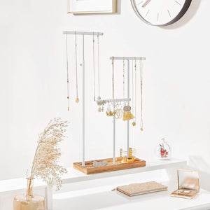 2-in-1 Jewellery Display Stand - Adjustable T-Bars & Tray - Karrari