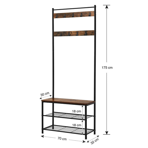 Clothes Rack with Seat & Shoe Storage