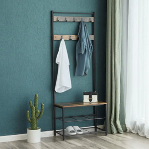 Clothes Rack with Seat & Shoe Storage