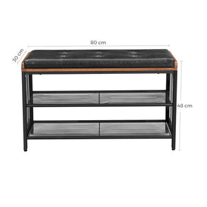 Padded Shoe Bench with Mesh Shelf