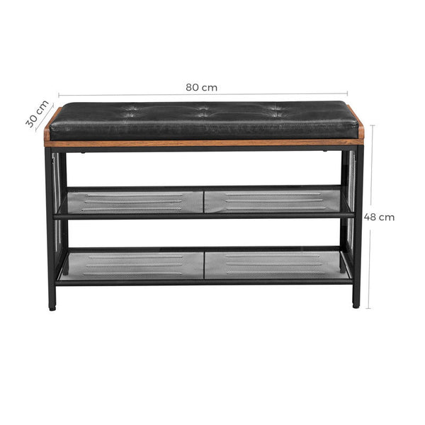 Padded Shoe Bench with Mesh Shelf