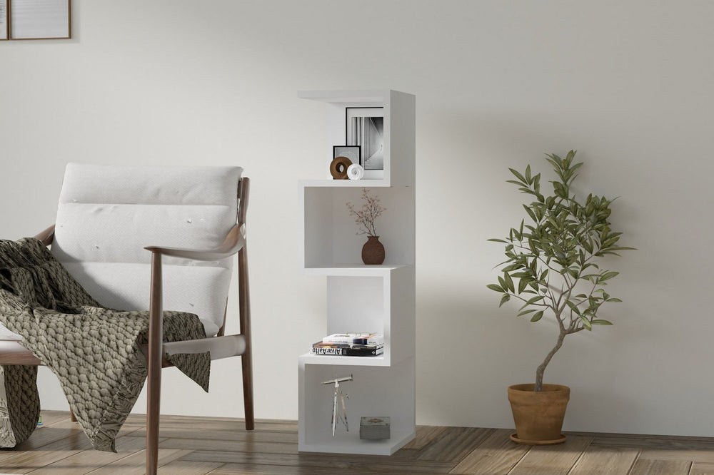 Geometric Accent Bookshelf | Modern Minimalist Pedestal - Karrari