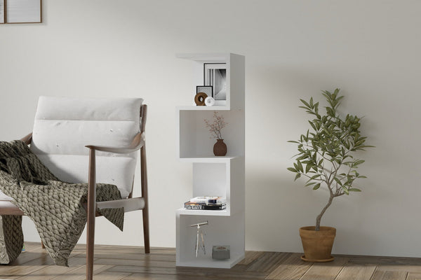Geometric Accent Bookshelf | Modern Minimalist Pedestal - Karrari