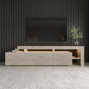 TV Stand Wooden with LED Lighting - Travertine Beige - Karrari