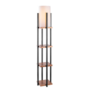 Floor Lamp with Shelves & Fabric Shade (130cm) - Karrari