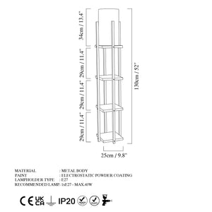 Floor Lamp with Shelves & Fabric Shade (130cm) - Karrari